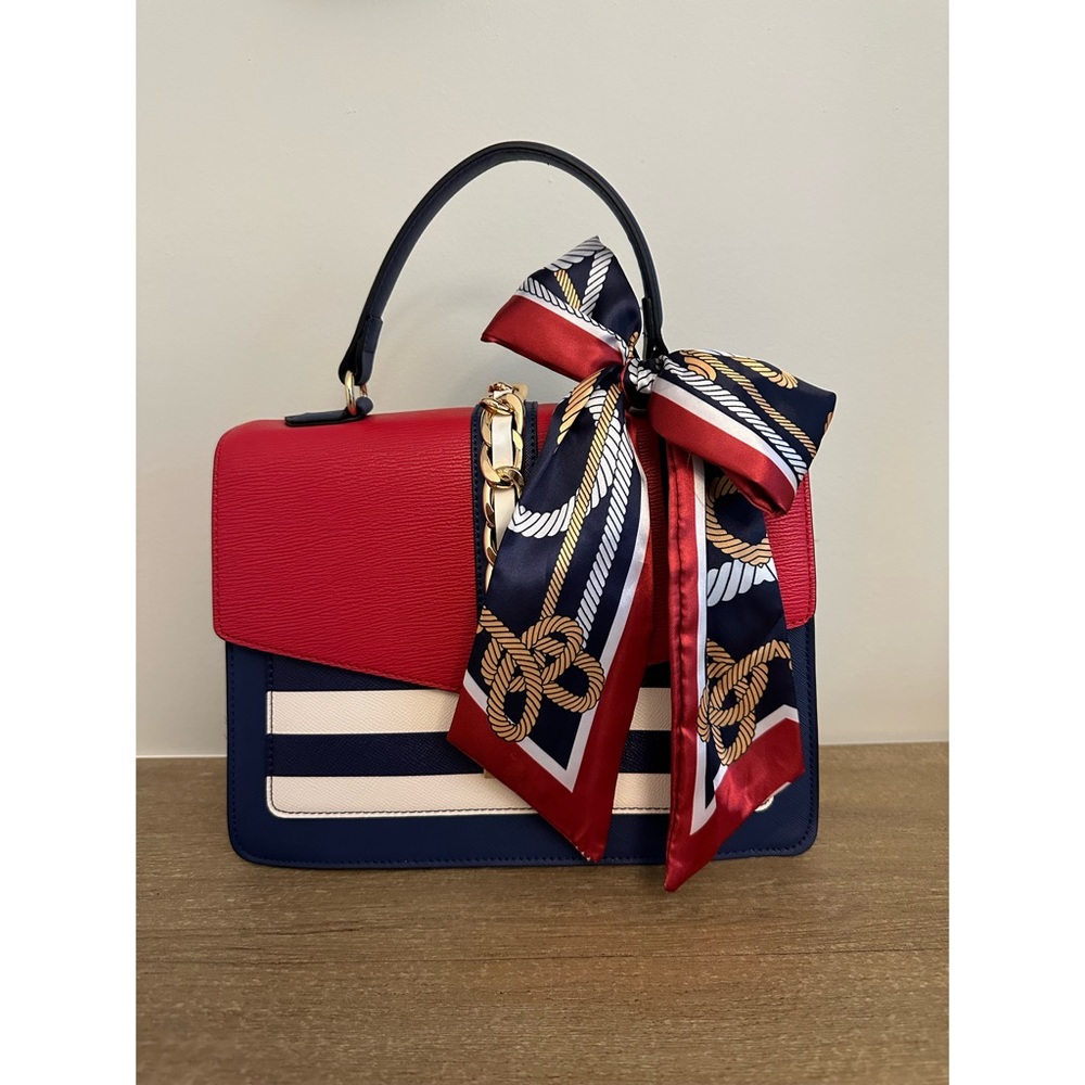 Aldo Ribbon Handbag (Red & Navy)